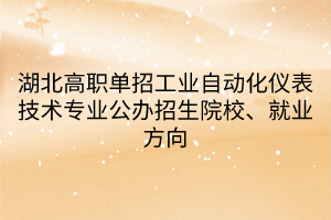 湖北高職單招工業(yè)自動(dòng)化儀表技術(shù)專業(yè)公辦招生院校、就業(yè)方向
