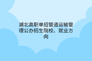 湖北高職單招管道運(yùn)輸管理專業(yè)公辦招生院校、就業(yè)方向