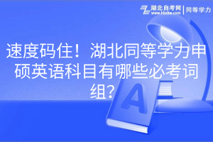 速度碼??！湖北同等學(xué)力申碩英語(yǔ)科目有哪些必考詞組？