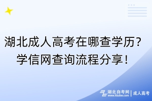 湖北成人高考在哪查學(xué)歷？學(xué)信網(wǎng)查詢流程分享！