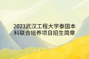 2023武漢工程大學(xué)泰國本科聯(lián)合培養(yǎng)項目招生簡章