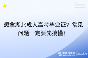 想拿湖北成人高考畢業(yè)證？常見問題一定要先搞懂！