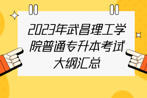 2023年武昌理工學(xué)院普通專升本考試大綱匯總