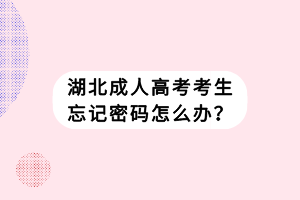 湖北成人高考考生忘記密碼怎么辦？