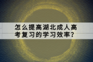 怎么提高湖北成人高考復(fù)習(xí)的學(xué)習(xí)效率？