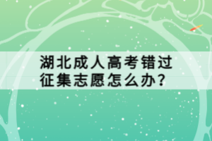 湖北成人高考錯(cuò)過(guò)征集志愿怎么辦？