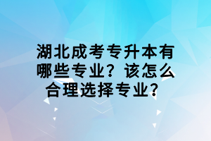 湖北成考專升本有哪些專業(yè)？該怎么合理選擇專業(yè)？