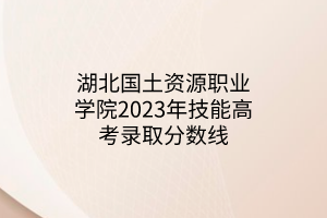 湖北國土資源職業(yè)學院2023年技能高考錄取分數(shù)線