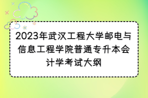 2023年武漢工程大學(xué)郵電與信息工程學(xué)院普通專升本會計學(xué)考試大綱