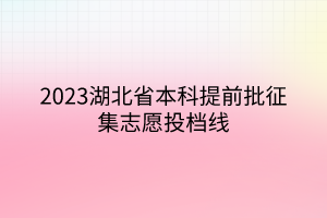 2023湖北省本科提前批征集志愿投檔線