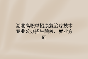 湖北高職單招康復(fù)治療技術(shù)專業(yè)公辦招生院校、就業(yè)方向