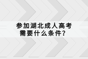 參加湖北成人高考需要什么條件？