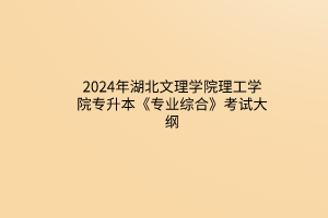 2024年湖北文理學(xué)院理工學(xué)院專升本《專業(yè)綜合》考試大綱