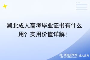 湖北成人高考畢業(yè)證書有什么用？實(shí)用價(jià)值詳解！