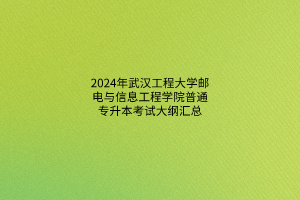 2024年武漢工程大學郵電與信息工程學院普通專升本考試大綱匯總