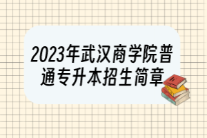 2023年武漢商學(xué)院普通專升本招生簡章