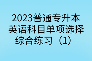 2023普通專升本英語科目單項選擇綜合練習(xí)（1）