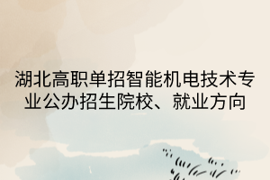 湖北高職單招智能機(jī)電技術(shù)專業(yè)公辦招生院校、就業(yè)方向