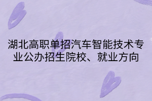 湖北高職單招汽車智能技術(shù)專業(yè)公辦招生院校、就業(yè)方向