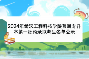 2024年武漢工程科技學(xué)院普通專升本第一批預(yù)錄取考生名單公示