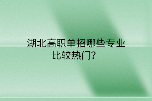 湖北高職單招哪些專業(yè)比較熱門？