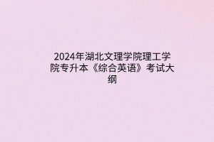 2024年湖北文理學(xué)院理工學(xué)院專升本《綜合英語》考試大綱