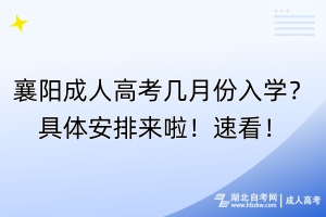 襄陽成人高考幾月份入學(xué)？具體安排來啦！速看！