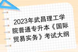 2023年武昌理工學(xué)院普通專升本《國(guó)際貿(mào)易實(shí)務(wù)》考試大綱