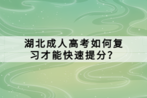 湖北成人高考如何復(fù)習(xí)才能快速提分？