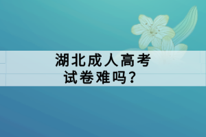 湖北成人高考試卷難嗎？