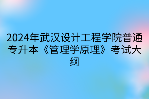 2024年武漢設計工程學院普通專升本《管理學原理》考試大綱