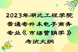 2023年湖北工程學(xué)院普通專升本電子商務(wù)專業(yè)《市場營銷學(xué)》考試大綱