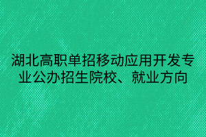 湖北高職單招移動(dòng)應(yīng)用開(kāi)發(fā)專(zhuān)業(yè)公辦招生院校、就業(yè)方向