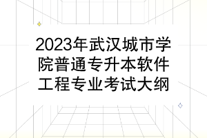 2023年武漢城市學(xué)院普通專升本軟件工程專業(yè)考試大綱