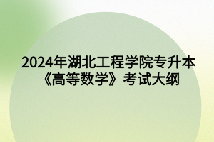 2024年湖北工程學(xué)院專升本?數(shù)學(xué)與應(yīng)用數(shù)學(xué)專業(yè)《高等數(shù)學(xué)》考試大綱