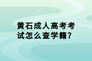 黃石成人高考考試怎么查學(xué)籍？