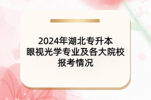 2024年湖北專升本眼視光學專業(yè)及院校報考情況