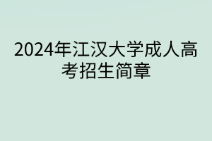 2024年江漢大學(xué)成人高考招生簡章