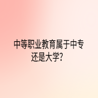 中等職業(yè)教育屬于中專還是大學(xué)？