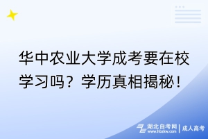 華中農(nóng)業(yè)大學(xué)成考要在校學(xué)習(xí)嗎？學(xué)歷真相揭秘！