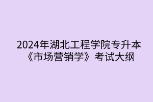 2024年湖北工程學(xué)院專升本電子商務(wù)專業(yè)《市場(chǎng)營(yíng)銷學(xué)》考試大綱