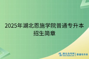 2025年湖北恩施學(xué)院普通專升本招生簡(jiǎn)章