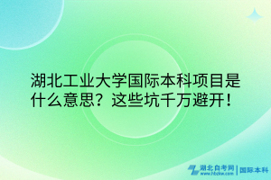 湖北工業(yè)大學(xué)國際本科項目是什么意思？這些坑千萬避開！