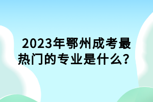 2023年鄂州成考最熱門(mén)的專(zhuān)業(yè)是什么？