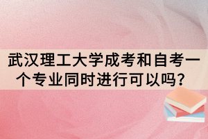 武漢理工大學(xué)成考和自考一個專業(yè)同時進(jìn)行可以嗎？