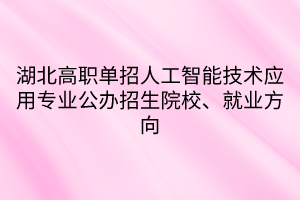 湖北高職單招人工智能技術(shù)應(yīng)用專(zhuān)業(yè)公辦招生院校、就業(yè)方向
