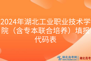 2024年湖北工業(yè)職業(yè)技術(shù)學(xué)院（含專本聯(lián)合培養(yǎng)）填報代碼表