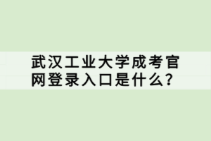 武漢工業(yè)大學成考官網登錄入口是什么？