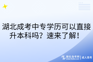 湖北成考中專學(xué)歷可以直接升本科嗎？速來了解！