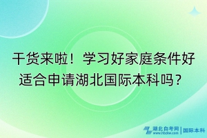 干貨來(lái)啦！學(xué)習(xí)好家庭條件好適合申請(qǐng)湖北國(guó)際本科嗎？